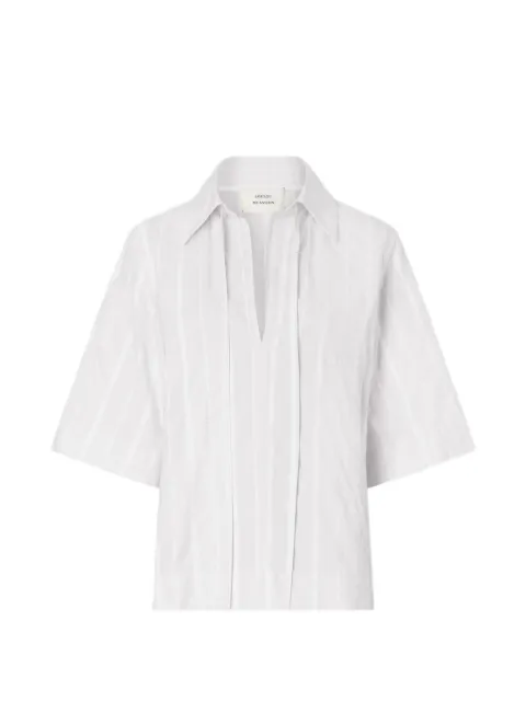 LouLou de Saison Sofi striped drawstring blouse White SOFI