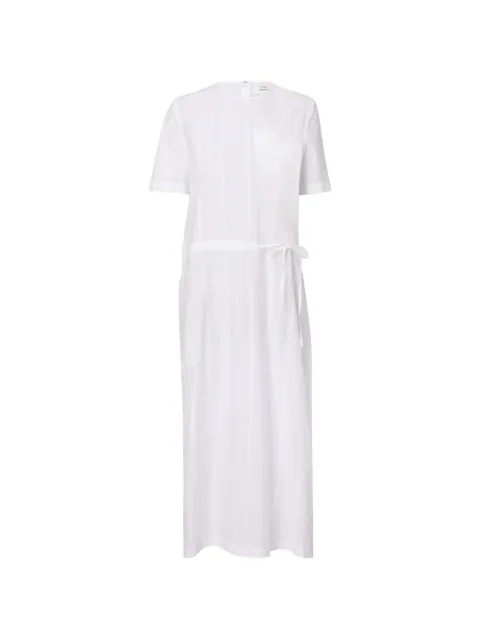 LouLou de Saison Renata stripped cinched-waist midi dress White RENATA