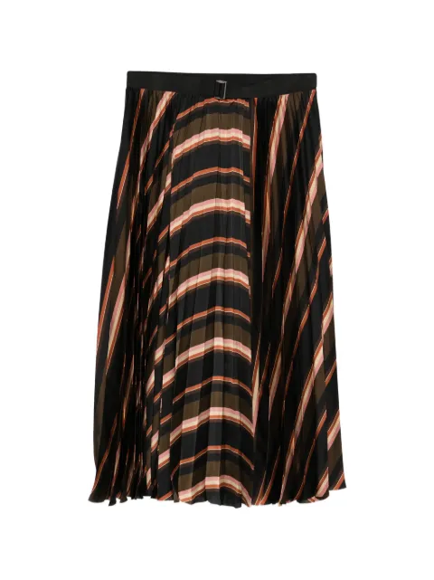 sacai striped-pattern midi skirt Black 2608376