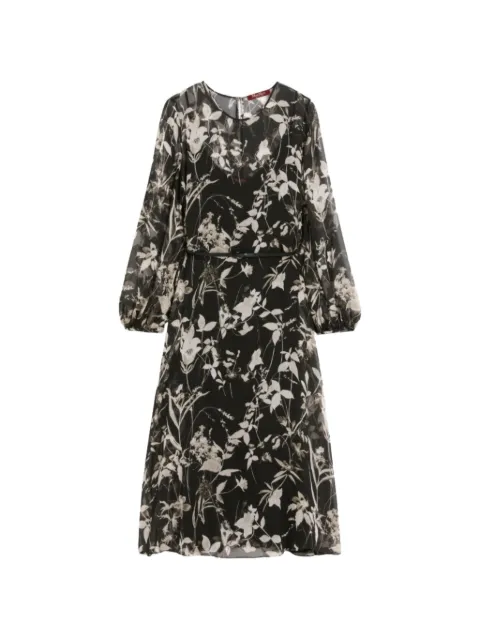Max Mara floral belted midi dress Black 2616231025600