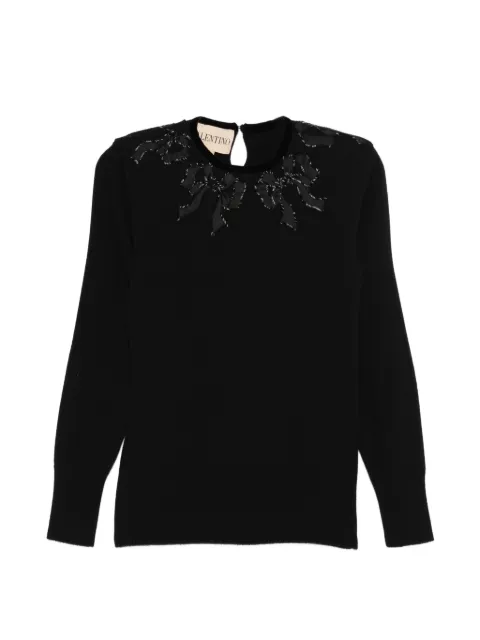 Valentino Garavani bow embellished sweater Black BKC70L9V3