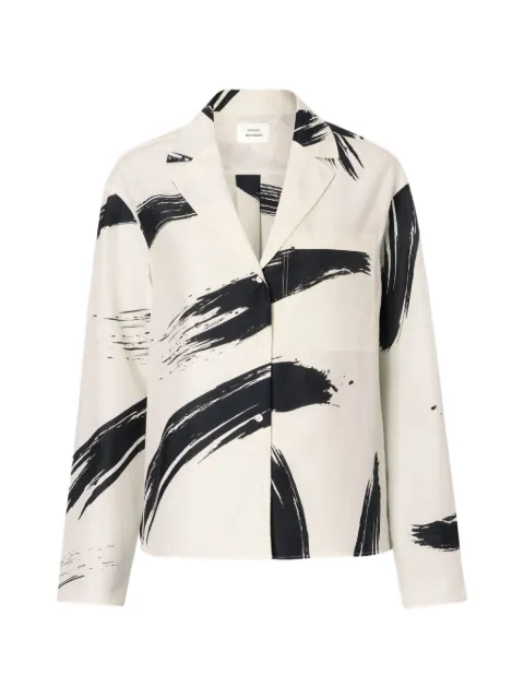 LouLou de Saison Sana Cuban collar print shirt Neutrals SANA