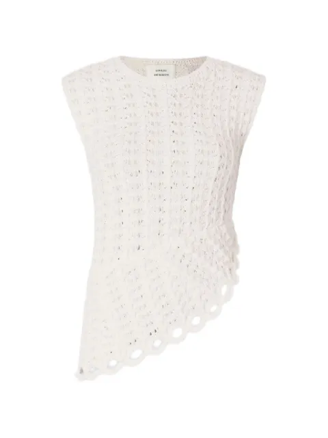 LouLou de Saison Saez ruffled crochet knitted top Neutrals SAEZ