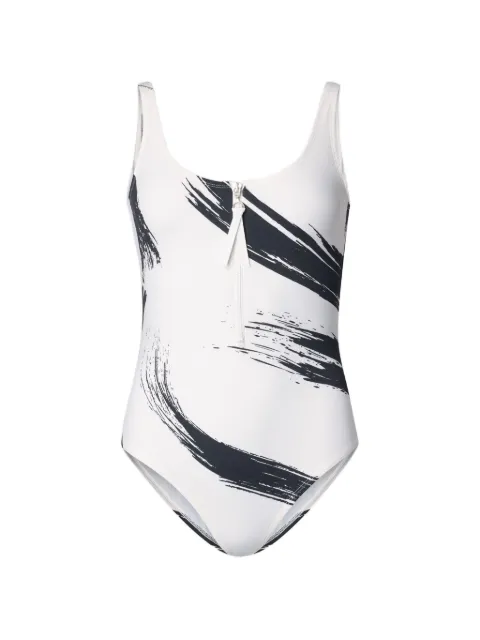 LouLou de Saison Minea zipped printed swimsuit Neutrals MINEA