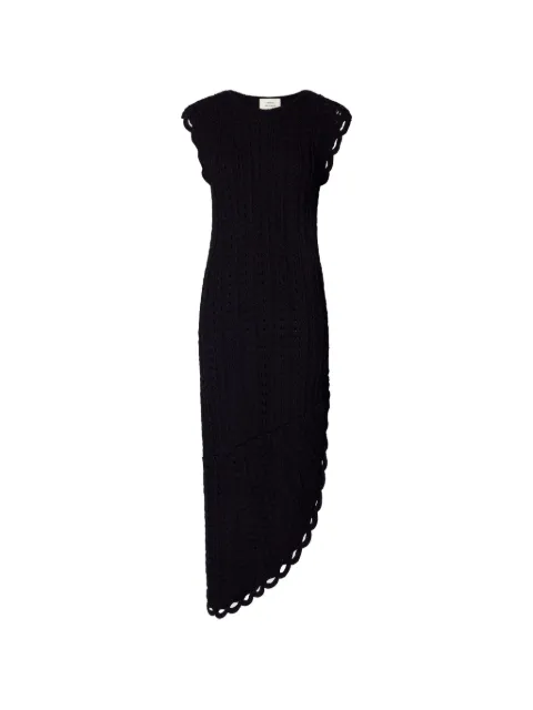 LouLou de Saison Malena ruffled crochet midi dress Black MALENA