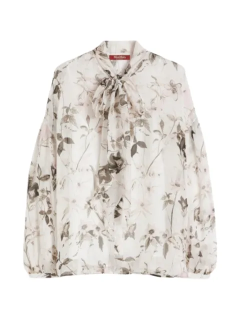 Max Mara floral bow blouse Neutrals 2616261015600