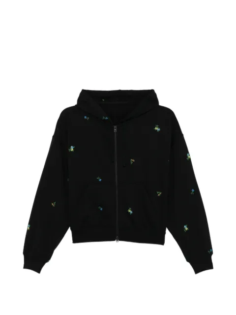 JNBY floral-embroidered hoodie Black 5Q2411450