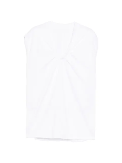 LESS bowknot pleated sleeveless T-shirt White 2Q4116010