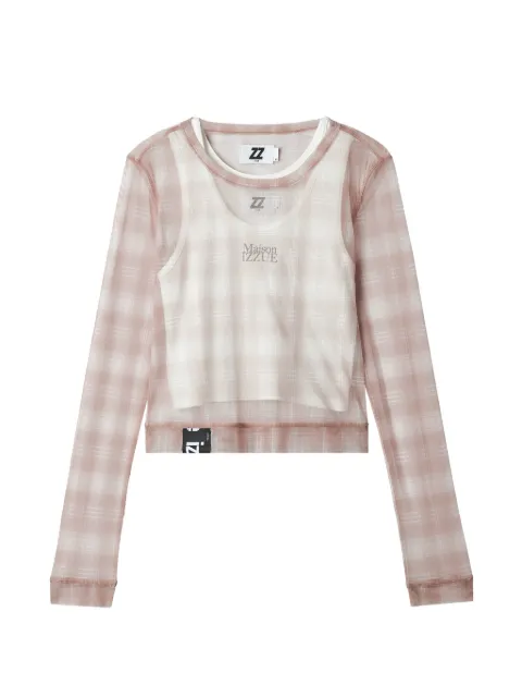 izzue check long-sleeve T-shirt Pink IZXLTW00944X