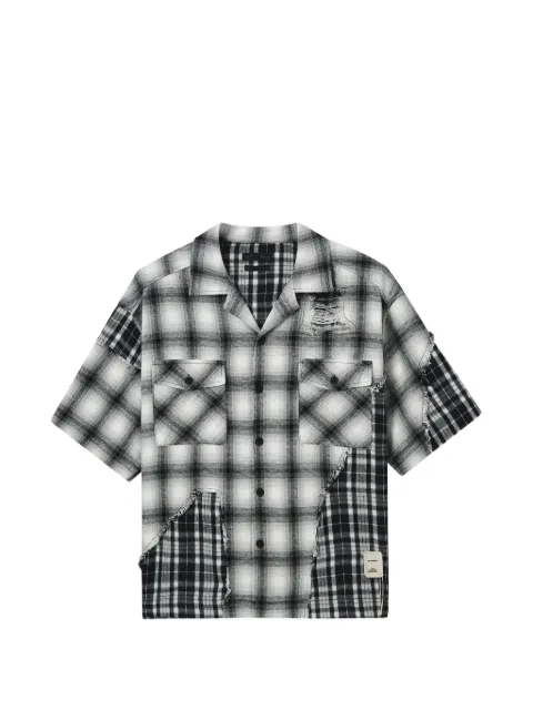 FIVE CM check patch shirt Black 5CXSRM00413X
