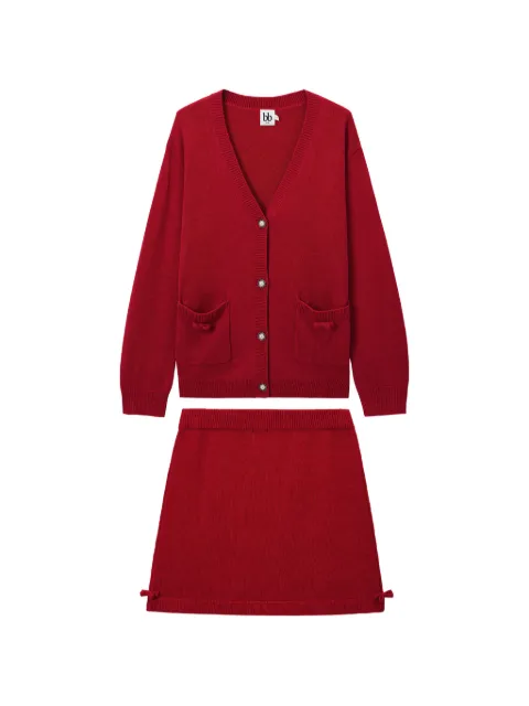 b+ab button knitted skirt set Red 6S300AS