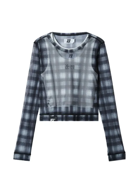 izzue plaid long-sleeved top Grey IZXLTW00944X