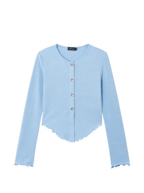 tout a coup ruffled-hem ribbed cardigan Blue M603AR6