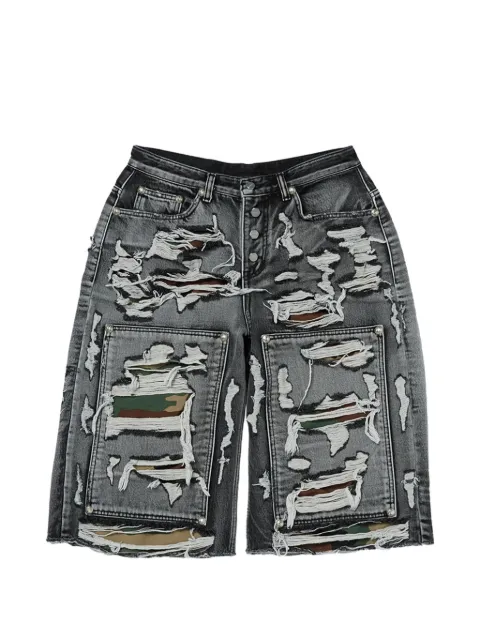 THUG CLUB ripped denim shorts Grey TC25PT2202