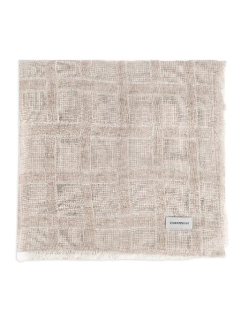 Emporio Armani fringed checked scarf Neutrals EW004574AF25410