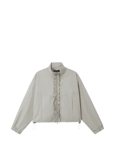 tout a coup ruffled-trim zip-up bomber jacket Grey M102AR6