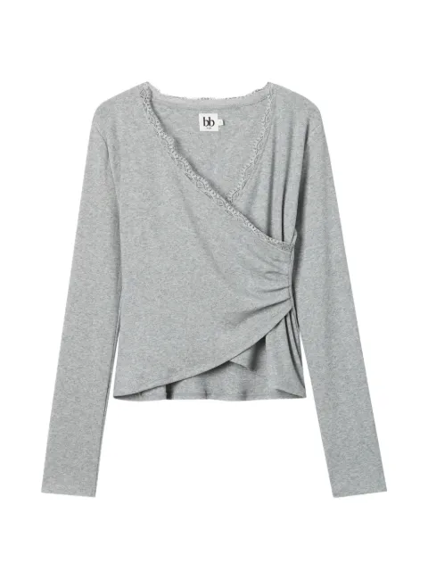 b+ab lace-trim V-neck top Grey 6S602AS