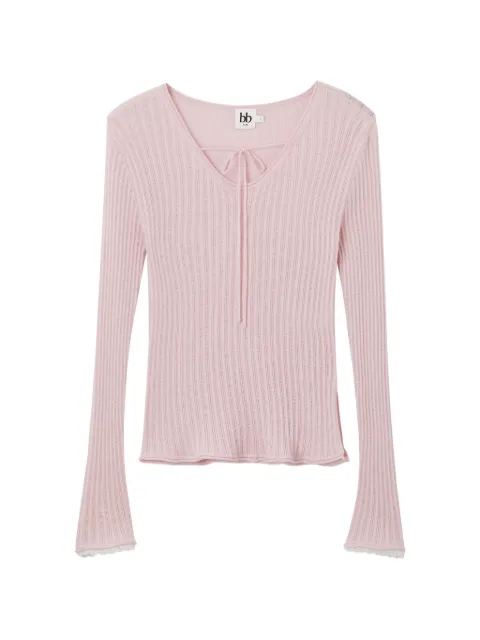 b+ab tie ribbed top Pink 6S305AS
