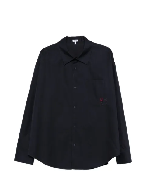 LOEWE logo-embroidery long-sleeve shirt Blue H526Y05XAN