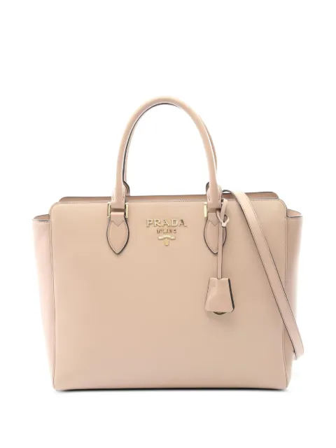 Prada Pre-Owned 2010s logo-detail two-way tote bag Neutrals 1032058