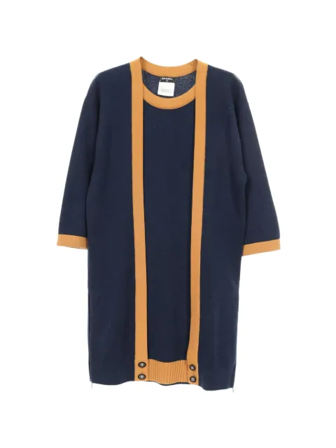 CHANEL Pre-Owned 1986-1988 knitted button dress Blue 1037317