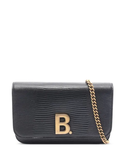 Balenciaga Pre-Owned 2010 b bead dot chain leather wallet Black 1043187