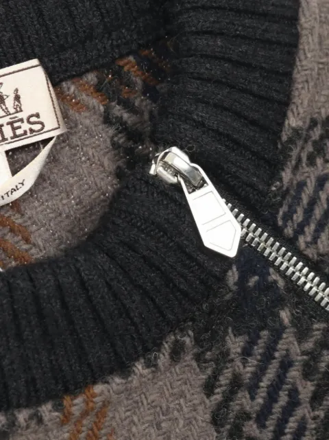 Hermès Pre-Owned 2010s check quarter-zip sweater Grey 1033207