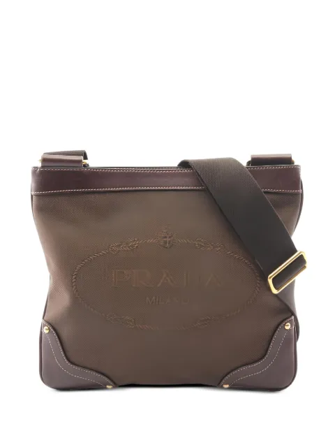 Prada Pre-Owned 2000 logo-embroidered shoulder bag Brown 1040147