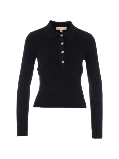 Michael Michael Kors button long-sleeve polo shirt Black MR661ER5ZV