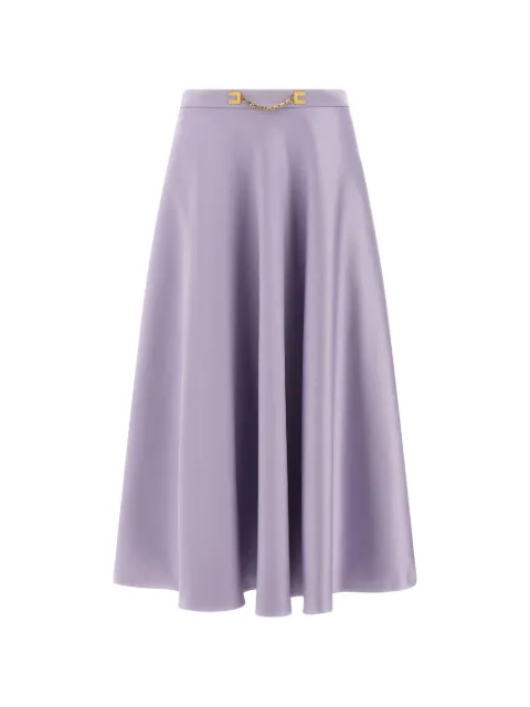 Elisabetta Franchi skirt in Duchess satin fabric with jewel logo Purple GO15661E2