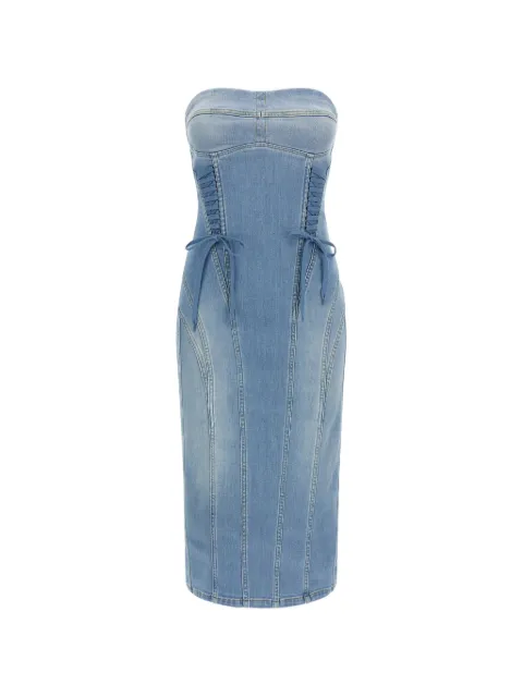 Elisabetta Franchi stonewashed bustier denim midi fitted dress Blue AJ47D61E2