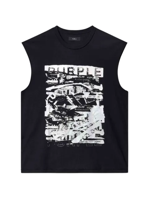 Purple Brand graphic sleeveless T-shirt Black P103TBIF226