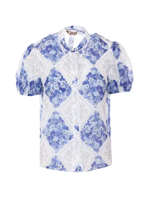 TWINSET Rombi floral-print puff-sleeve blouse White 261TP213C