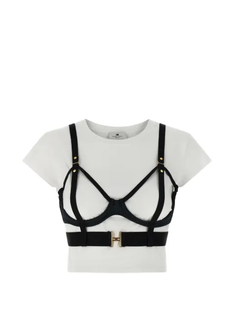 Elisabetta Franchi jersey T-shirt with bra White MA02161E2