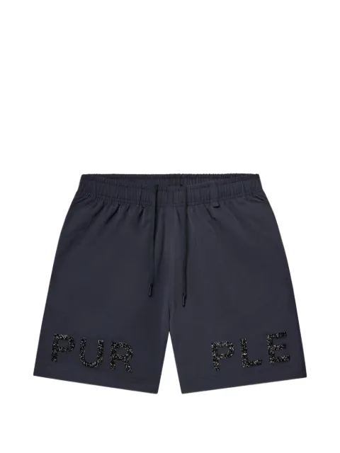 Purple Brand lettering drawstring shorts Black P504PBMS226