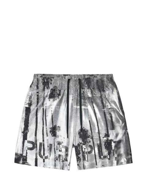 Purple Brand graphic-print swim shorts Silver P504PIDP226