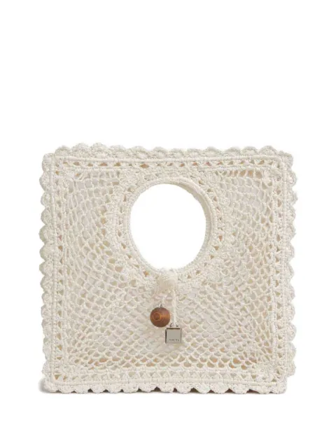 Jacquemus Le Carré crochet-knit raffia bag Neutrals BAW00446AW00623
