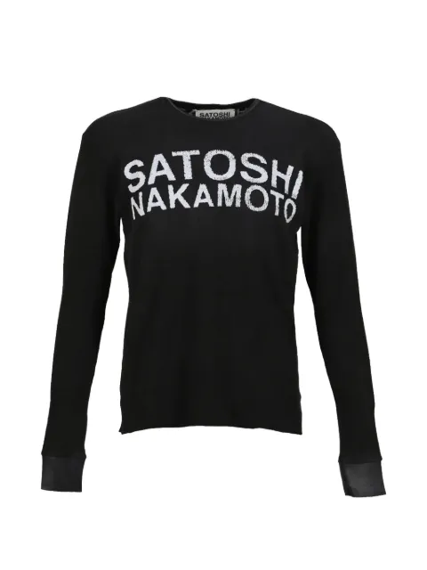 SATOSHI NAKAMOTO logo long-sleeve T-shirt Black FW25LS001