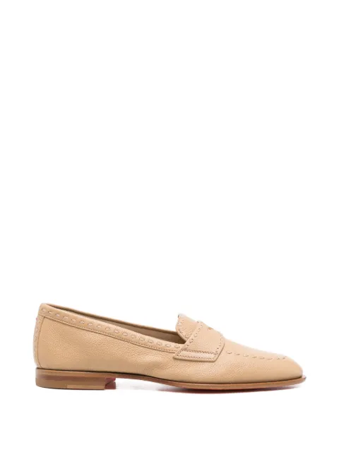 Santoni topstitched leather loafers Neutrals WUSF71437HAFSWKAC13