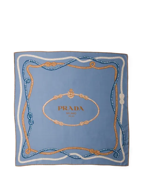 Prada printed silk scarf Blue 1FF0042HGE