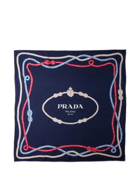 Prada rope-print silk scarf Blue 1FF0012HGE