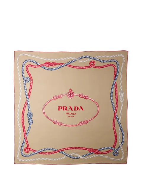 Prada ropes print logo scarf Neutrals 1FF0012HGE