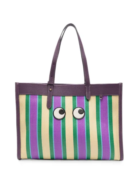 Anya Hindmarch E/W Eyes striped shoulder bag Purple 209038