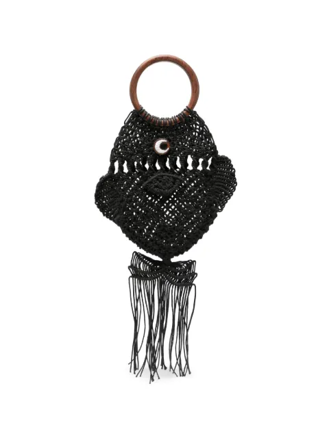 Anya Hindmarch macramé fish clutch bag Black 207560