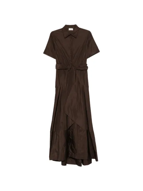 P.A.R.O.S.H. tie-waist layered maxi dress Brown D726098