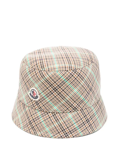 Moncler plaid logo patch hat Neutrals L10933B000255999G