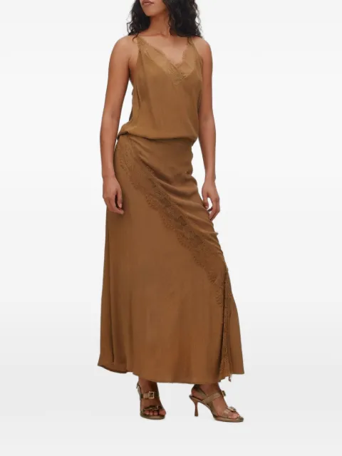 RABENS SALONER lace-trim maxi skirt Neutrals W26132111