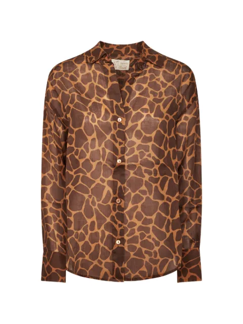 MC2 Saint Barth giraffe-print button-up shirt Brown CYS000101343L