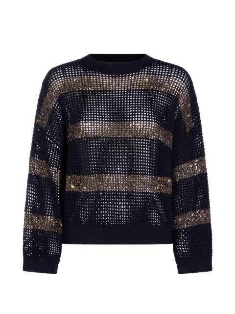 Brunello Cucinelli sequin-embellished open-knit sweater Blue M58772810CLL19