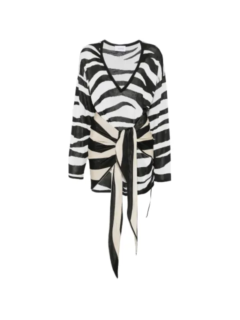 The Attico zebra-print knotted mini dress Black 260WCA00418KVV092ZG